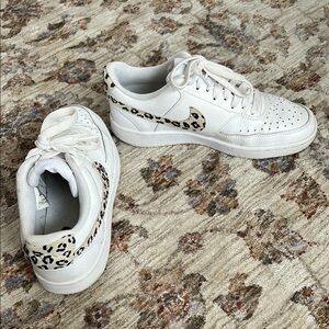 Nike White and Cream Sneakers with Perforated Design